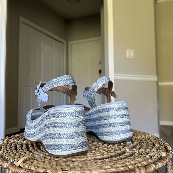 Anthropologie Vicenza Crochet Platform Heels Blue Chunky Platform US 10 EU 41 - Picture 4 of 12